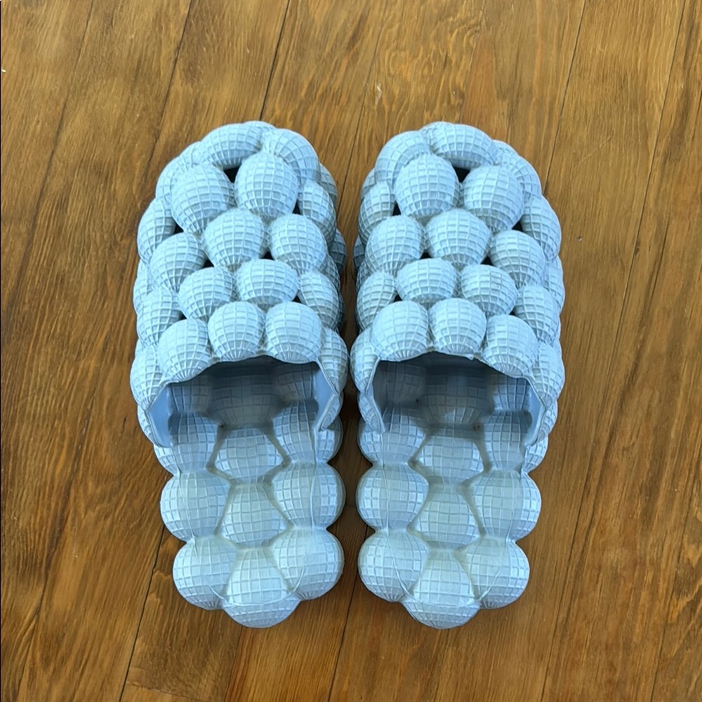 Womens Blue Bubble Slides